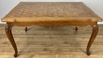 Dining Table Vintage French Louis XVI Carved Oak Extendable Table LOT 63570