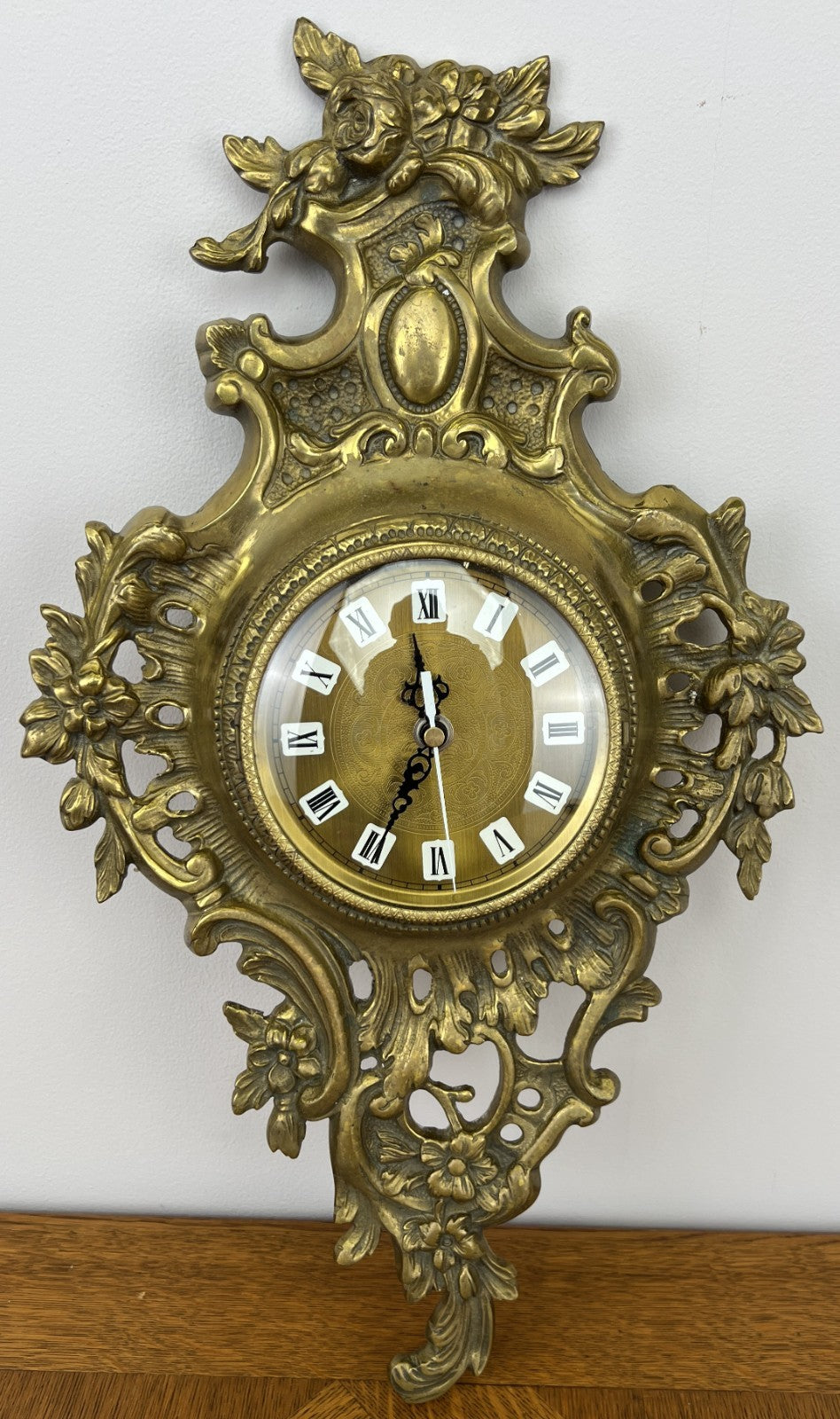 Wall Clock Vintage French Style Brass Hanging Clock Quartz Movement LOT 60492
