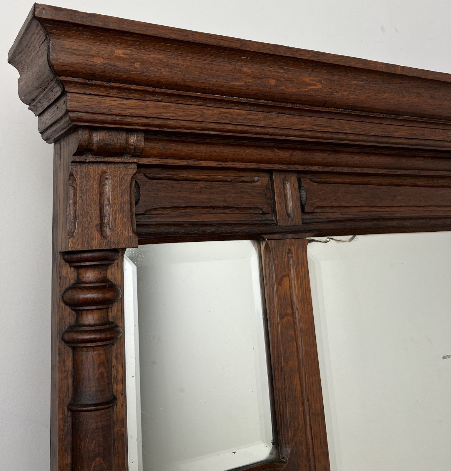 Mirror Antique French Oak Wall Mirror Bevelled Large Glass Wall Frame LOT 63702