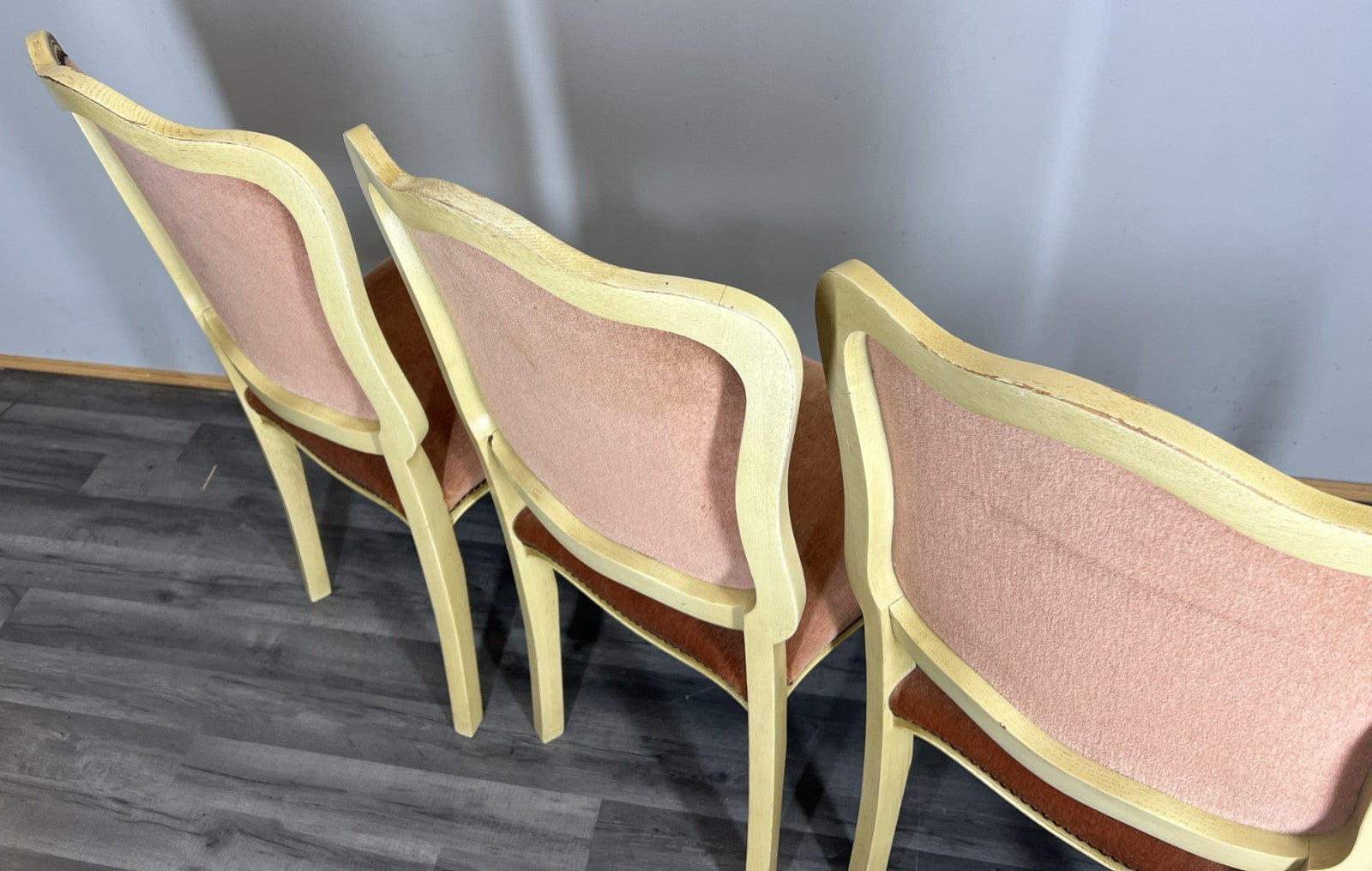 Dining Table Vintage French Louis XVI Shabby Chic with Set of 6 Chairs LOT 440423