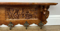 Coat Rack Vintage French Carved Oak Wall Mounted 6 Hooks Rack Hanger LOT 62054