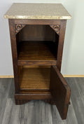 Bedside Table Antique French Style Marble Top Carved Cabinet Cupboard LOT 13421