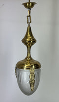 Ceiling Lamp Vintage Brass Pendant Chandelier Frosted Glass Light LOT 52550
