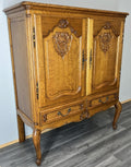 Cabinet Vintage French Louis XVI Oak Carved Cupboard with 2 Drawers LOT 44601