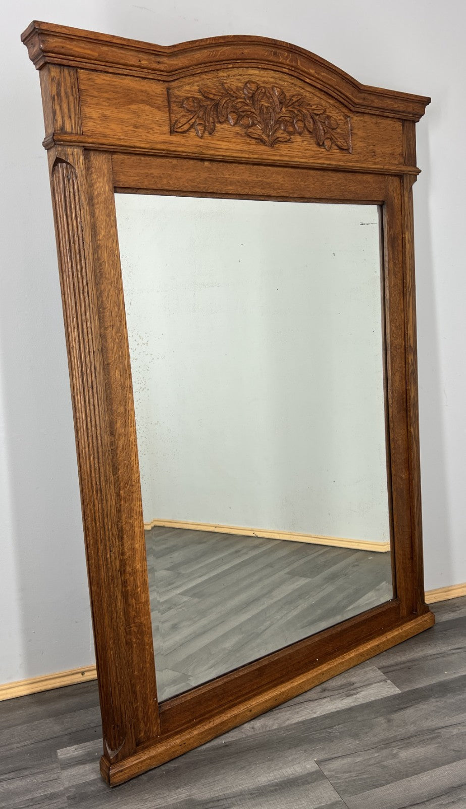 Antique French Style Carved Wall Mirror Oak Ornate Wall Frame LOT 45469