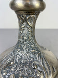 Lamp Antique Style Pewter Angel Table Lamp Pleated Glass Shade LOT 51695