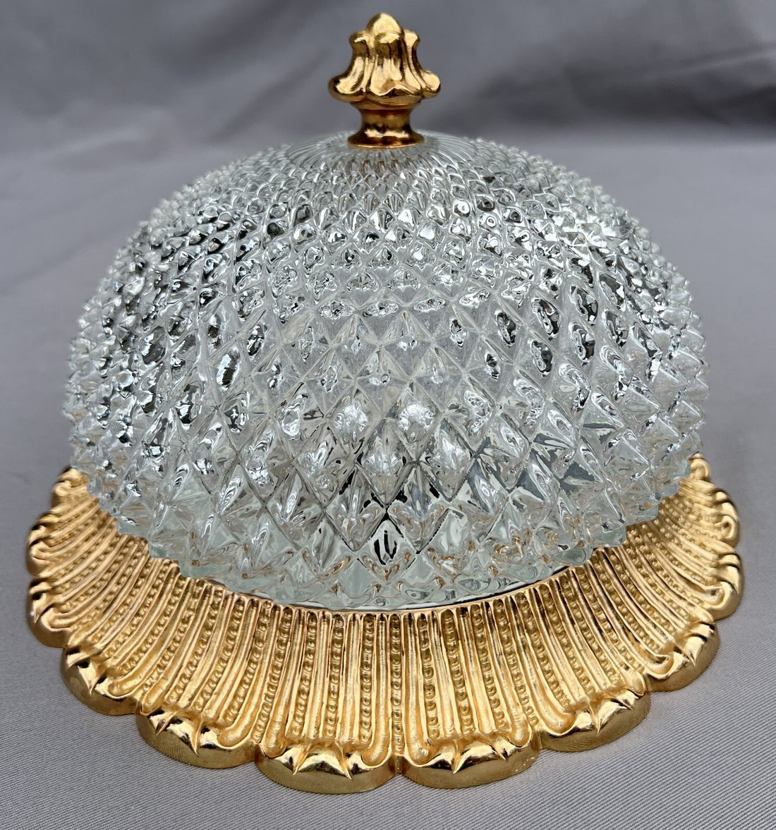 Ceiling Lamp Vintage French Brass Pressed Crystal Pendant Chandelier LOT 60010