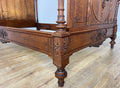 Bed Antique French Style Oak Double Bed Frame Carved Headboard LOT 615114