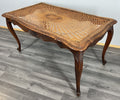 Coffee Table Vintage French Louis XV Cane Top Oak Carved Table LOT 38611