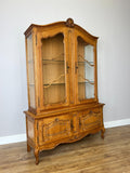 Bookcase Vintage French Louis XIV Style Oak Glazed Display Cabinet LOT 6490