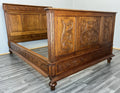 Bed Antique French Style Oak Double Bed Frame Carved Headboard LOT 47390