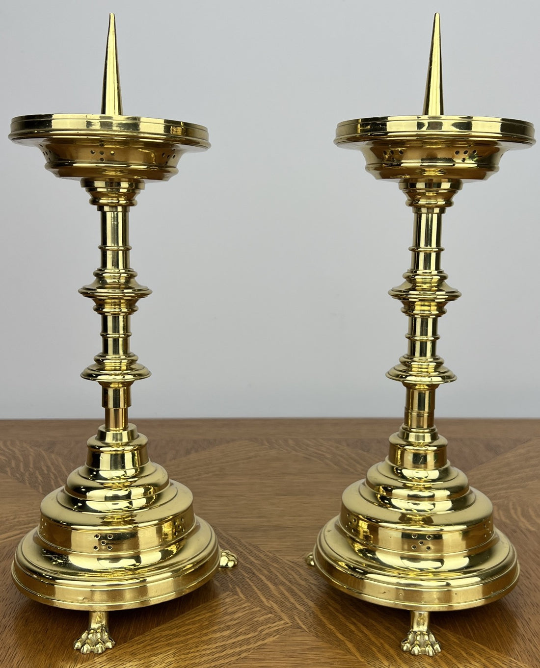 Pair of Candle Holders Vintage French Style Brass Gold Candlesticks LOT 60300