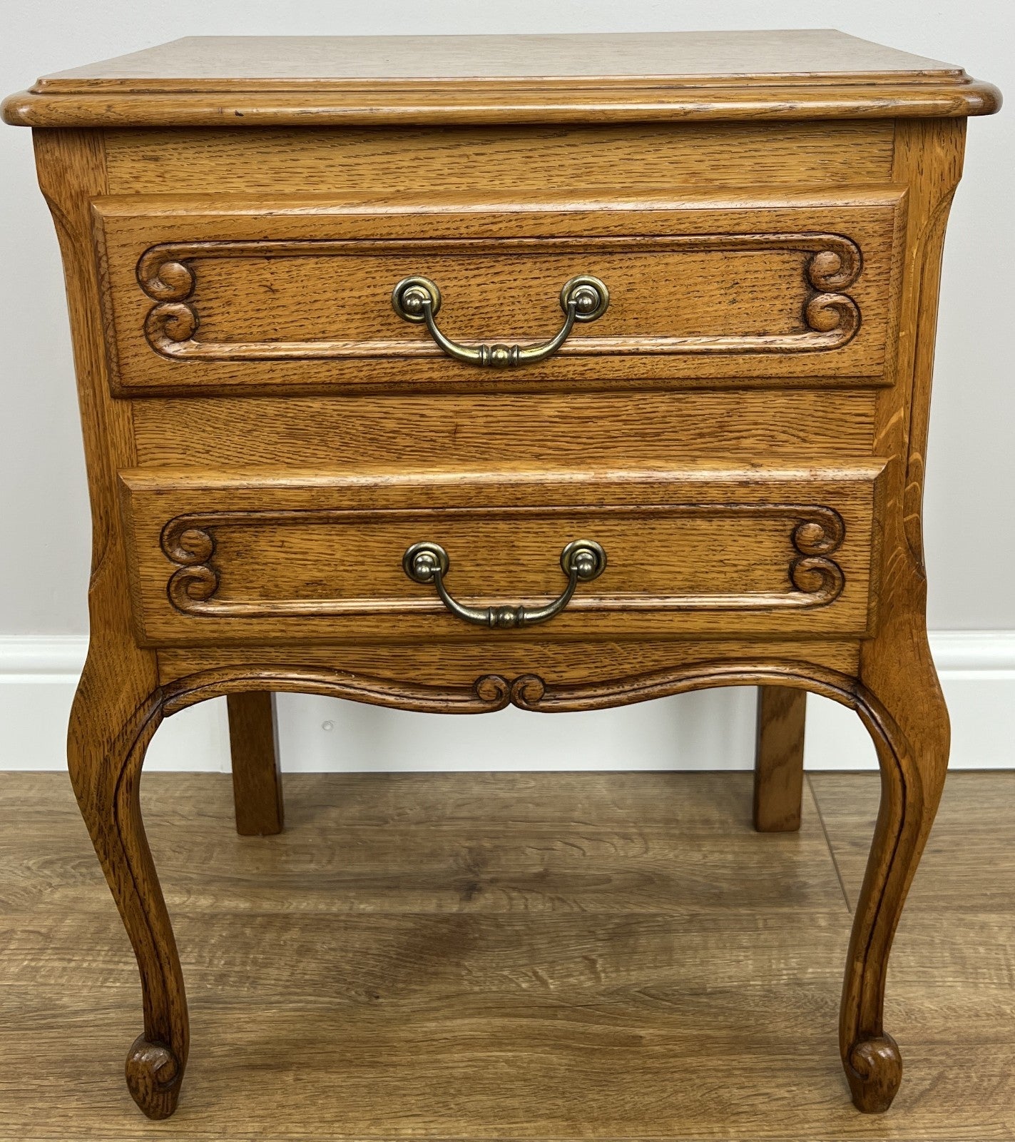 Pair of  Bedside Tables Vintage French Louis Oak Nightstands Cabinets LOT 48644