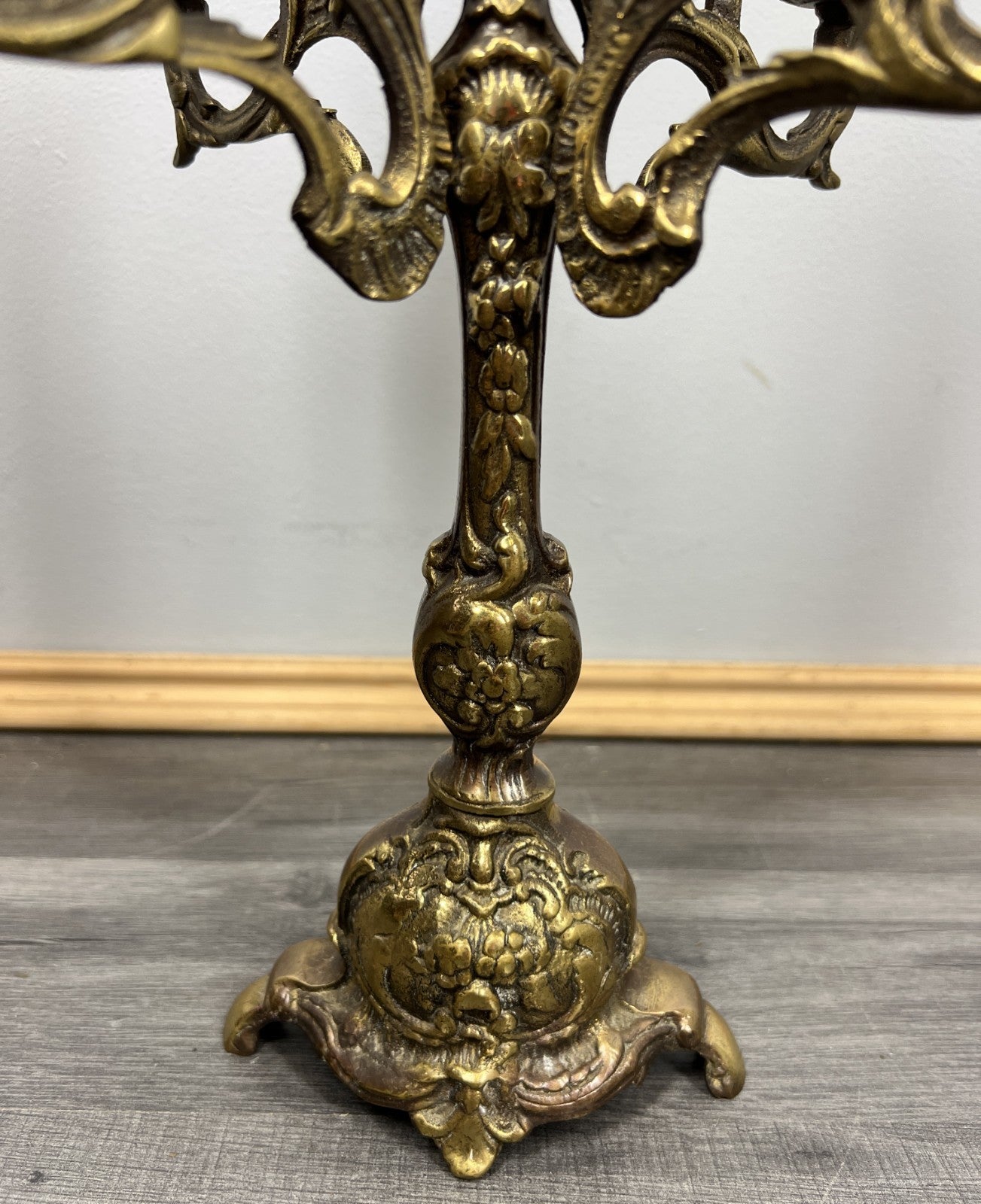 Candelabra Vintage French Brass 5 Arm Ornate Rococo Candle Holder LOT 42746