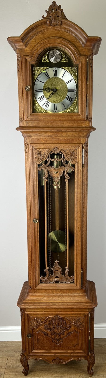 Grandfather Clock Vintage French Louis Style Oak Decorative Clock LOT 48800