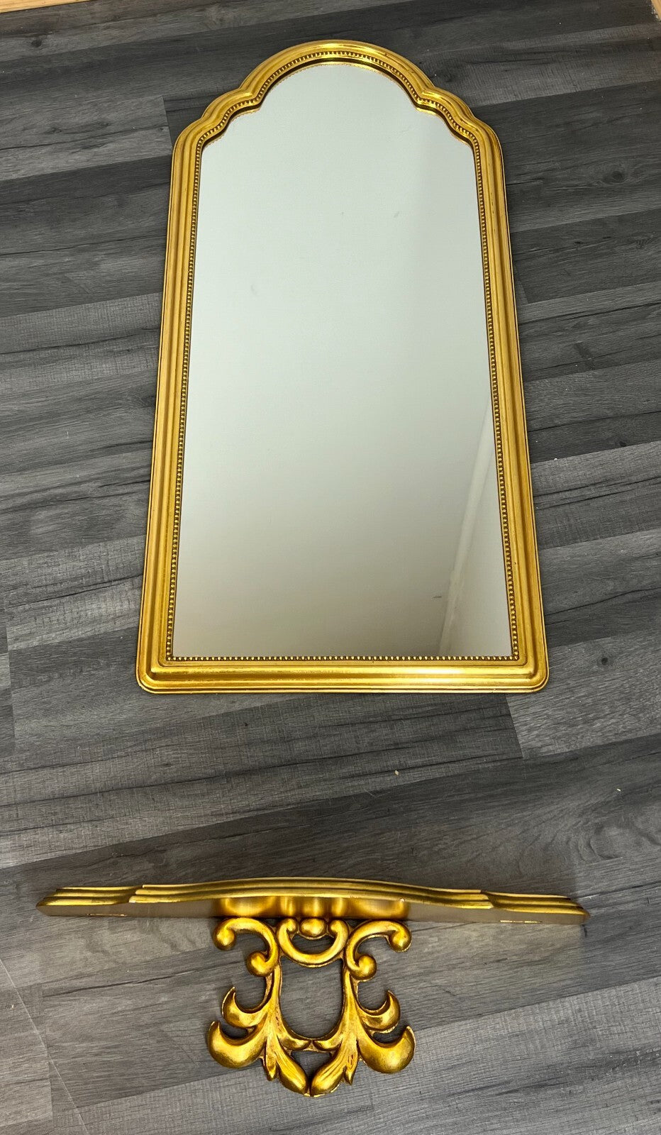 Mirror Vintage French Style Decorative Wall Mirror with Console Shelf LOT 29850
