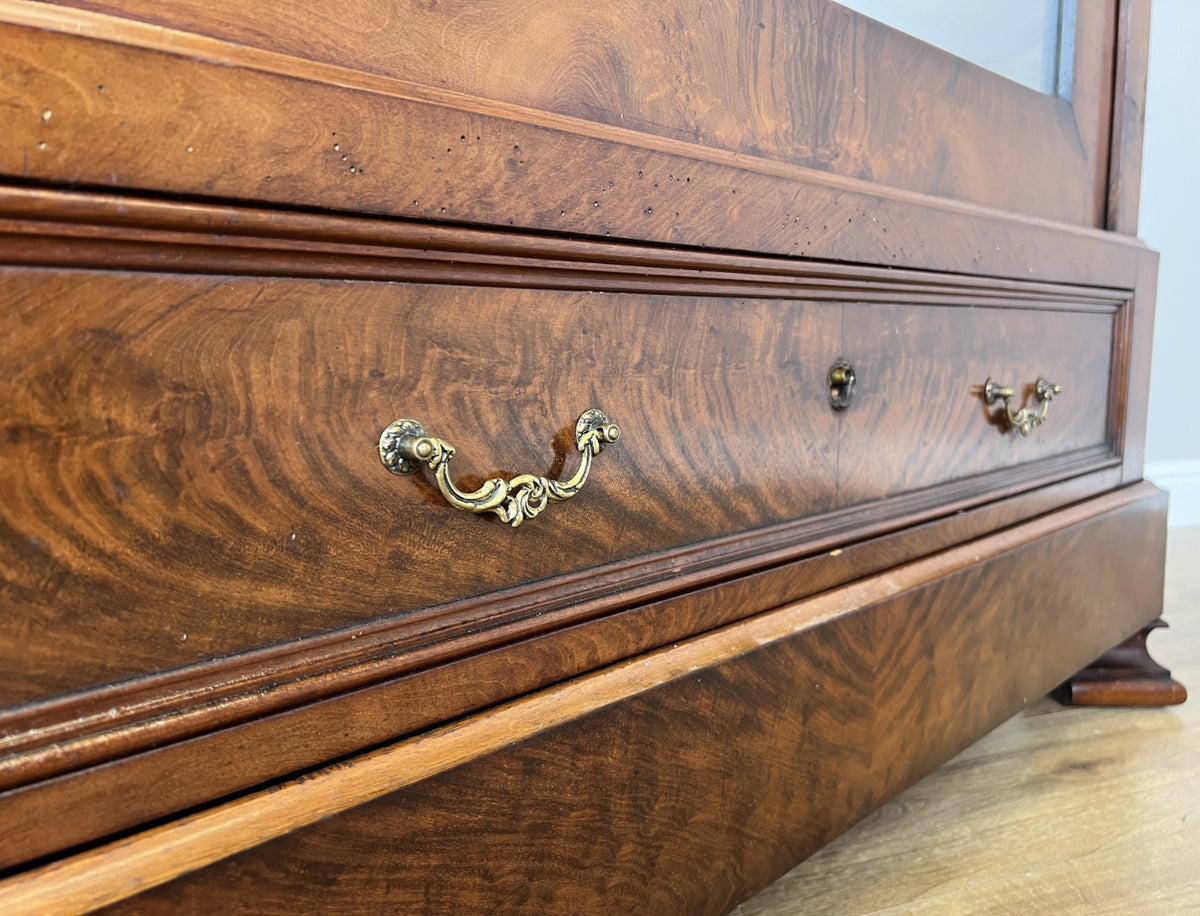 Wardrobe Antique French Style Burr Walnut Mirrored Carved Armoire LOT 6512