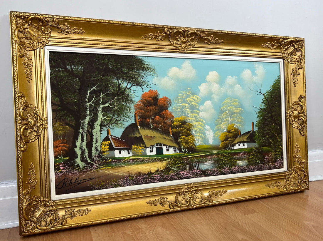 Oil Painting Vintage French Framed Landscape Artwork Large Wall Art LOT 51260