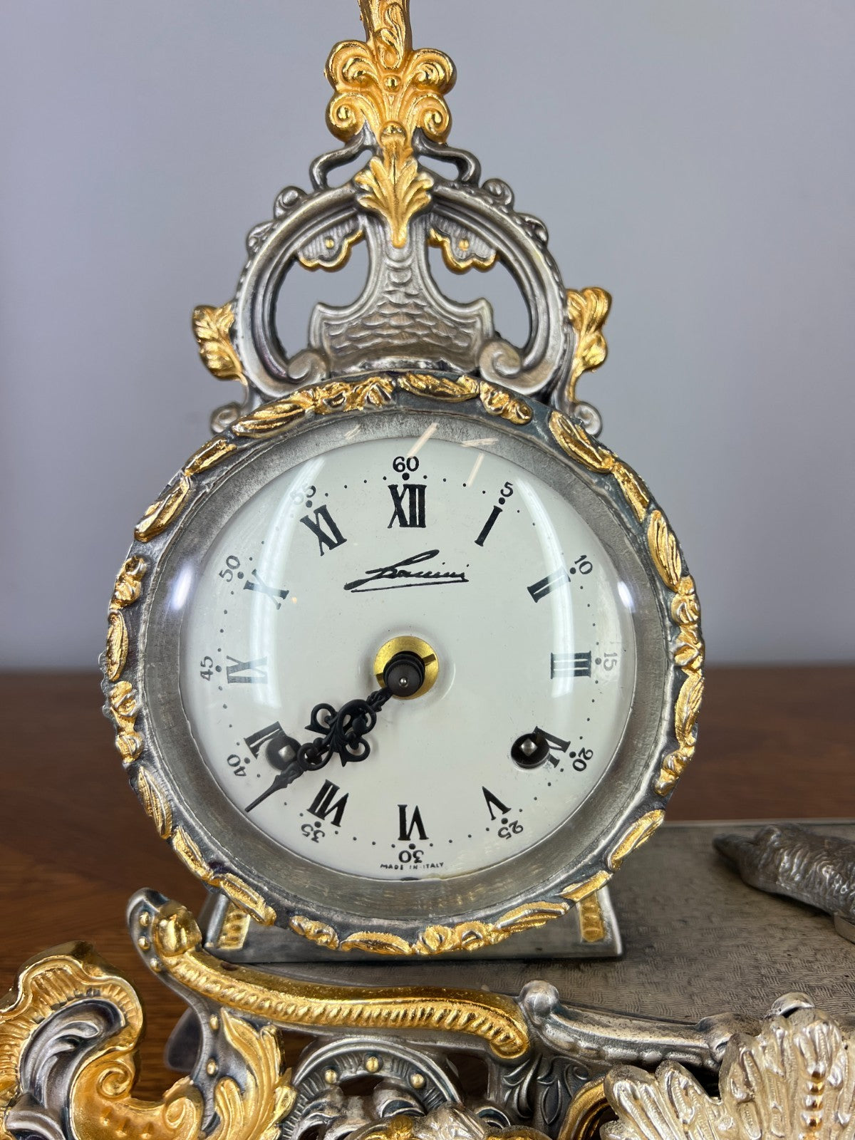 Lancini Imperial Ormolu Gilt Brass Mantle Clock with Candelabras  LOT 46418