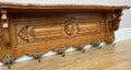 Coat Rack Vintage French Oak Wall Mounted 6 Hooks Carved Rack Hanger LOT 63043