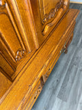 Cabinet Vintage French Louis XVI Oak Carved Sideboard with Drawers LOT 40159