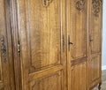 Wardrobe Vintage French Louis XVI Style Oak Four Door Carved Armoire LOT 48776