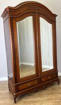 Wardrobe Antique French Style Walnut Mirrored Two Door Carved Armoire LOT 6538