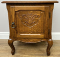 Bedside Table Vintage French Louis Style Oak Nightstand Carved Cabinet LOT 63001