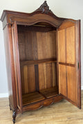 Wardrobe Antique French Style Walnut Two Door Mirrored Carved Armoire LOT 613322