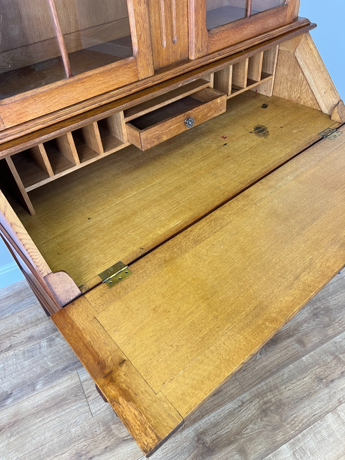 Cabinet Vintage French Louis XVI Oak Bureau Bookcase Display Cabinet LOT 634317