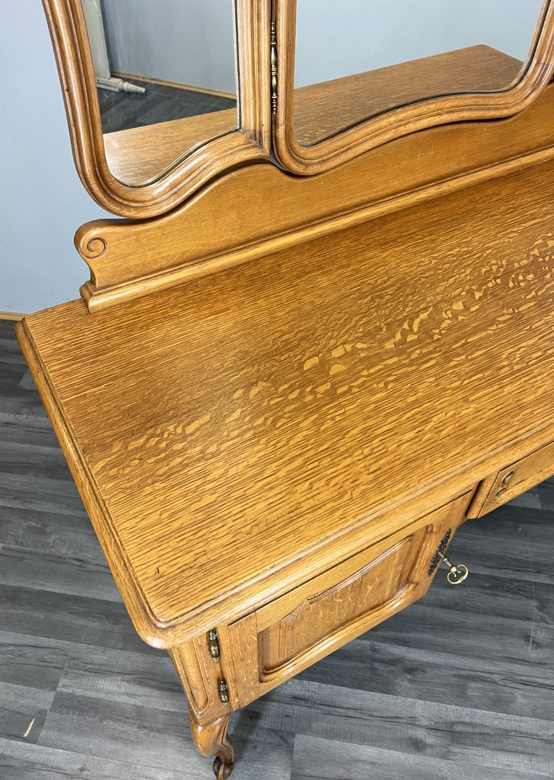 Vintage Dressing Table with Mirror French Oak Louis Vanity Table Makeup LOT 45203