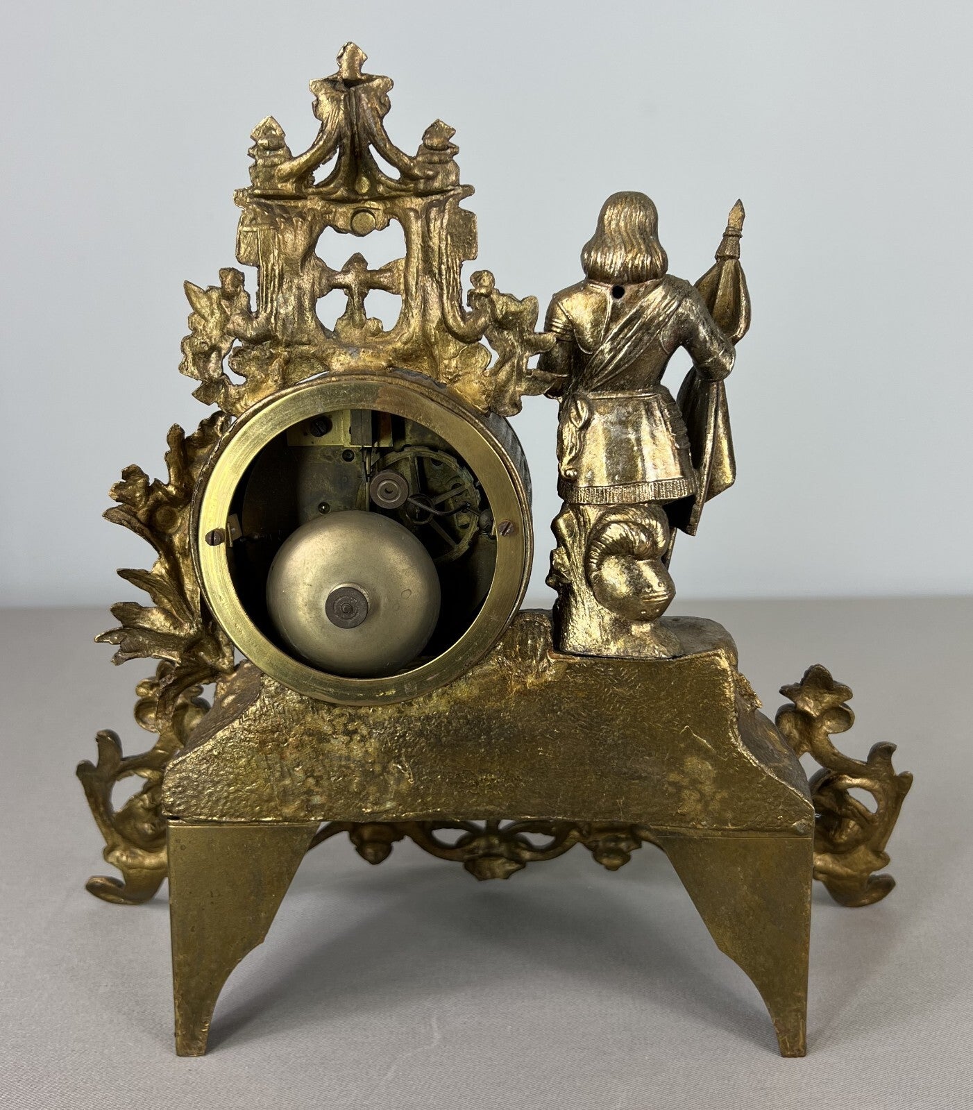 Mantel Clock Antique French Japy Frères Gilt Bronze Figure Clock LOT 36023