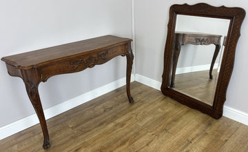 Table with Mirror Antique French Louis Oak Wall Mirror Console Table LOT 64020