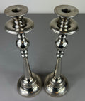 Pair of Candle Holders Vintage French Silver Metal Column Candlesticks LOT 50778