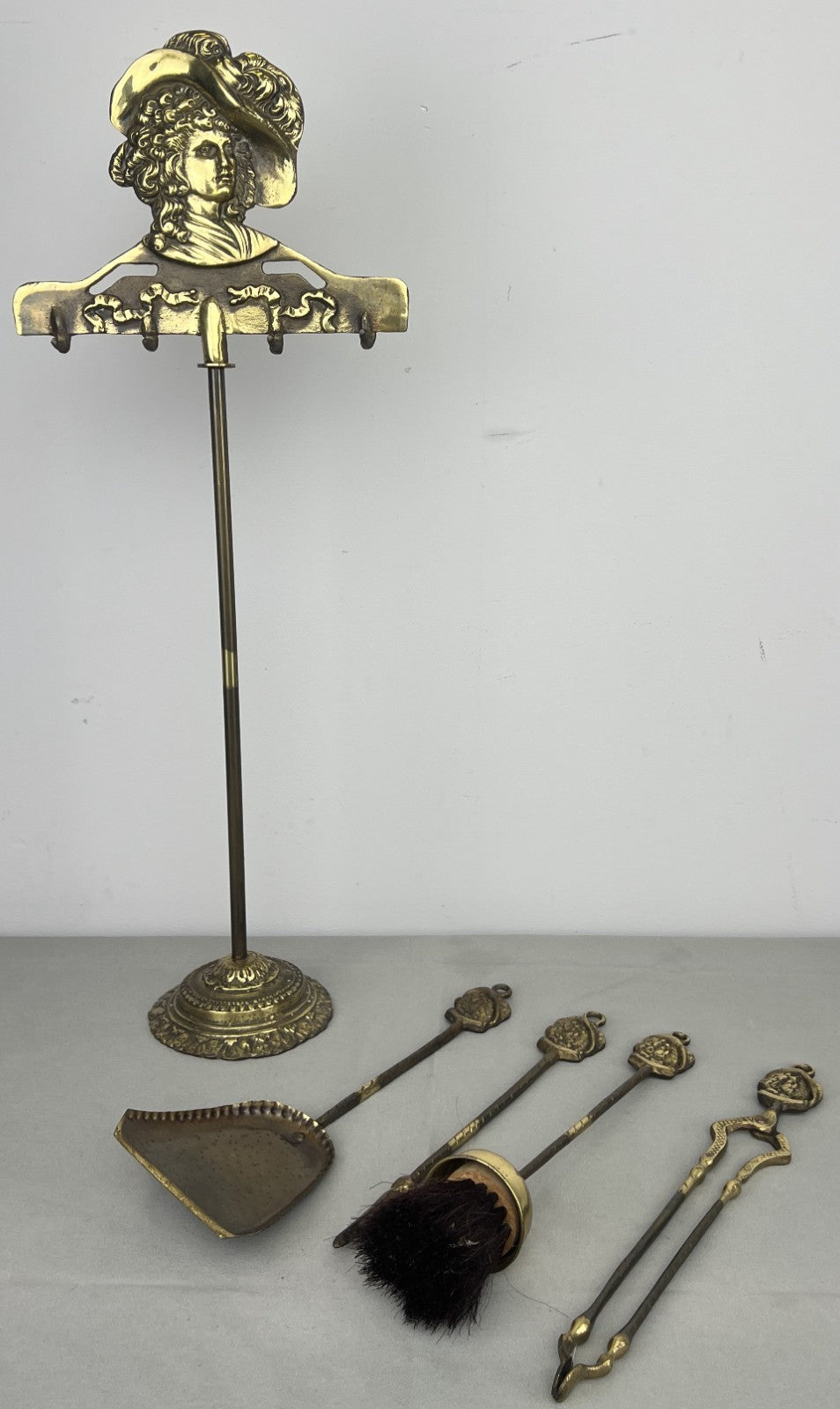Fireplace Set Vintage French Style Brass 5 Piece Companion Set LOT 6445