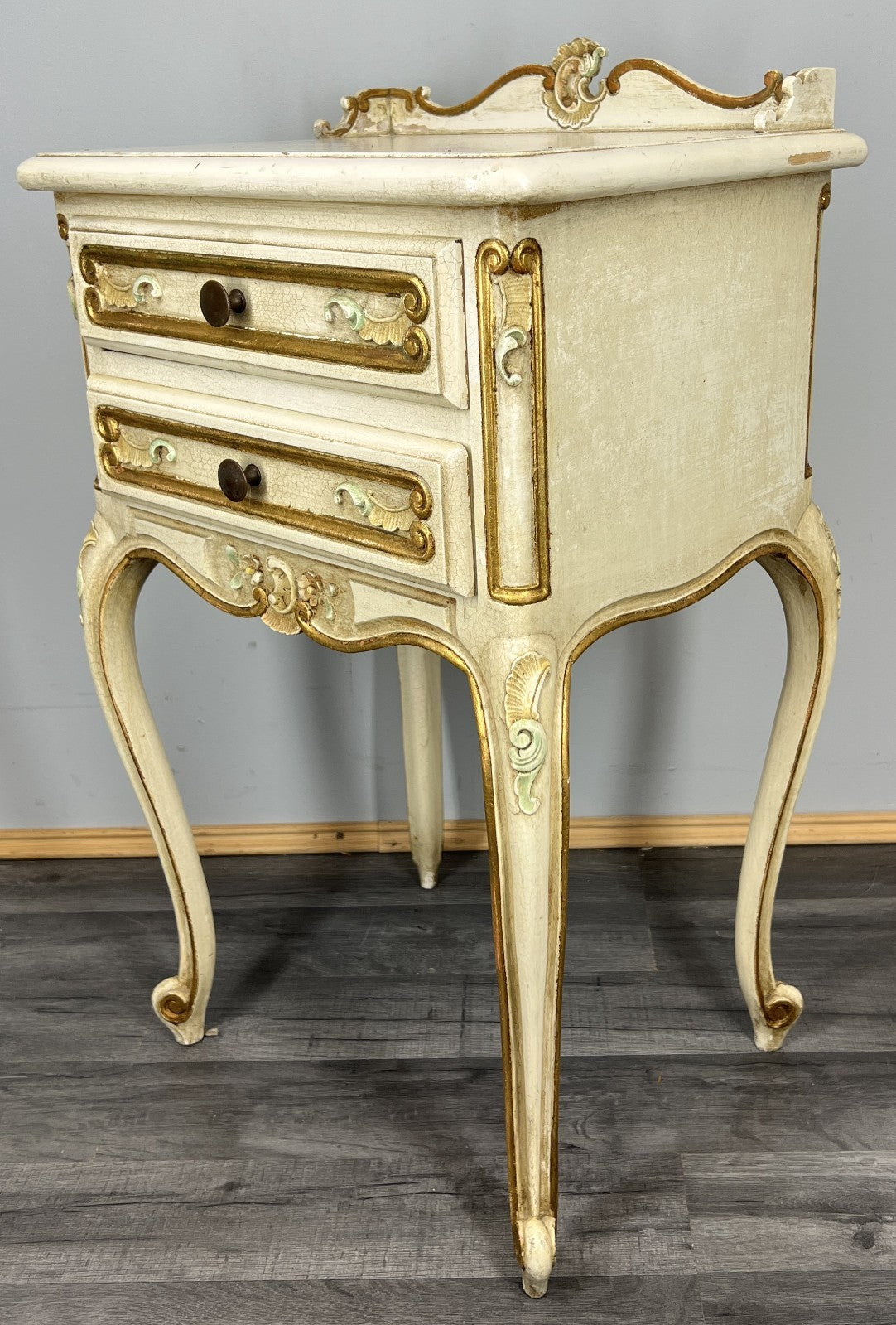 Pair of Bedside Tables Vintage Shabby Chic Louis Nightstands Cabinets LOT 43418