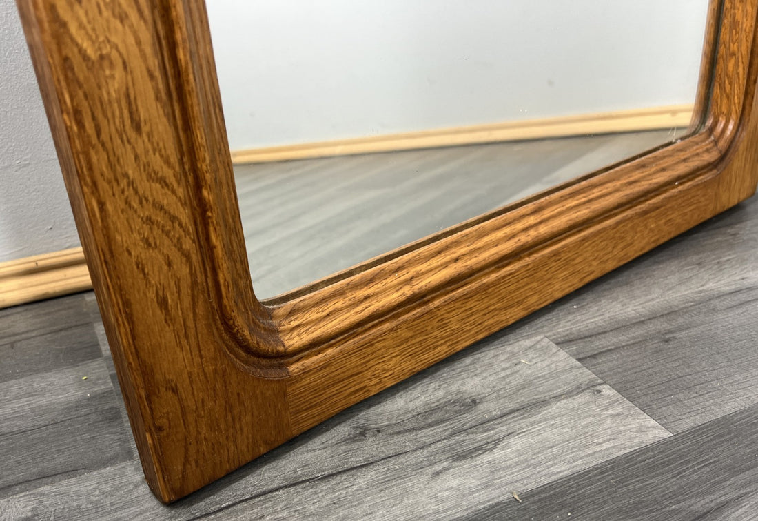 Vintage French Oak Wall Mirror with Carved Frame Wall Decor LOT 43870