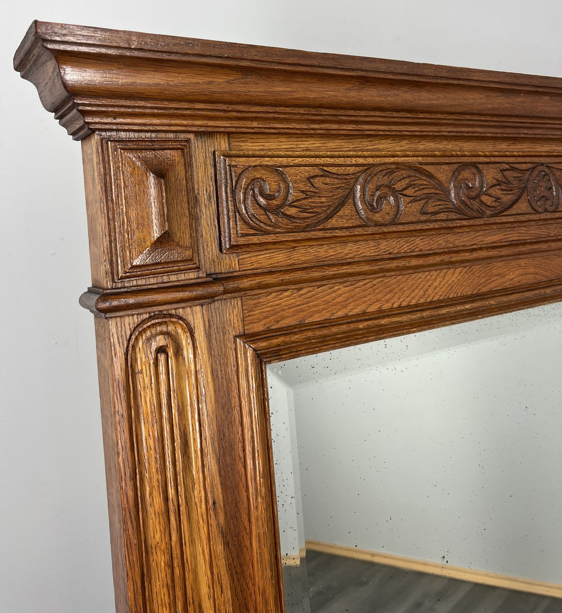 Antique French Style Carved Wall Mirror Oak Ornate Wall Frame LOT 45490