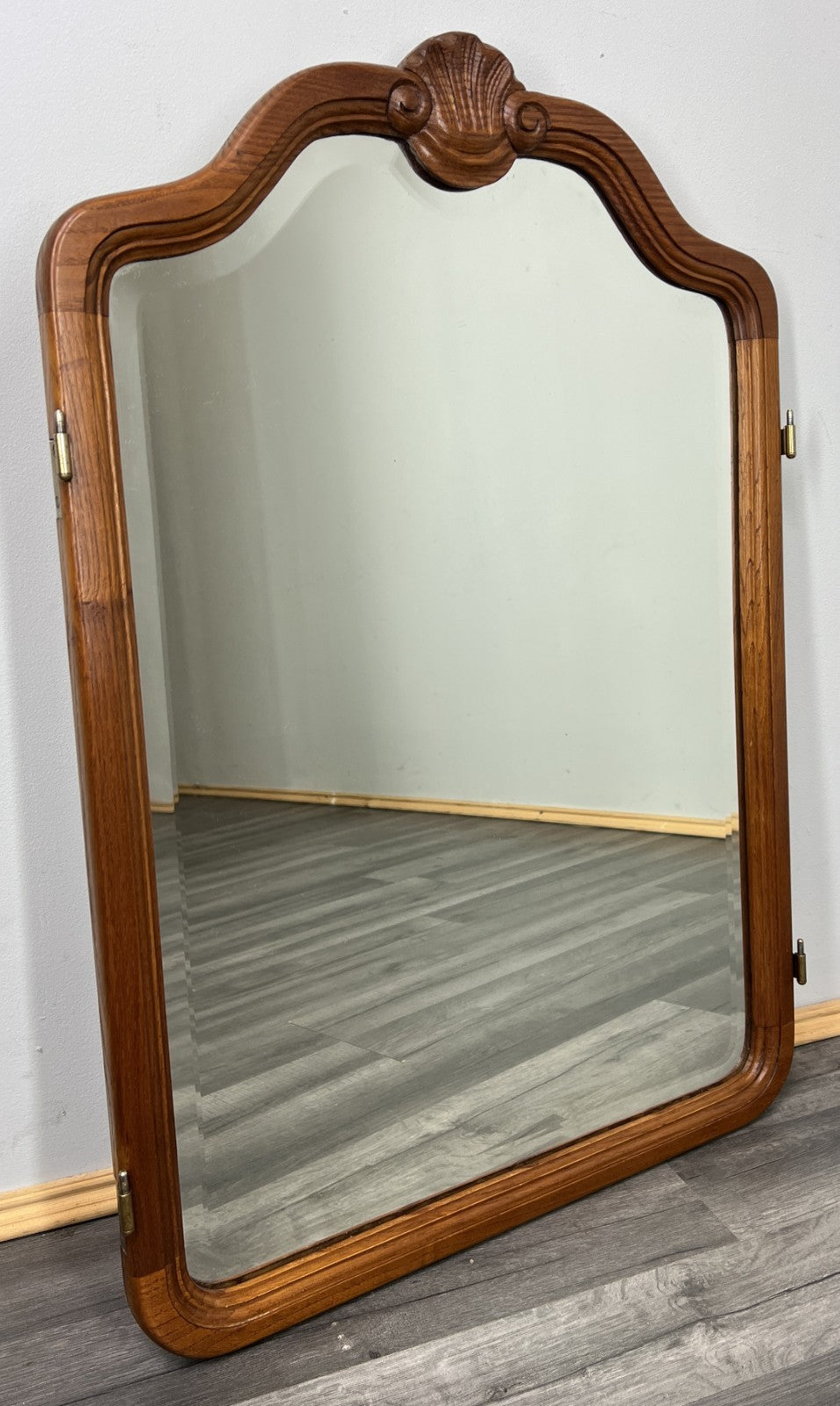 Vintage French Style Carved Wall Mirror Ornate Oak Wall Frame LOT 47750