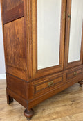 Wardrobe Antique French Style Oak Two Door Carved Mirrored Armoire LOT 61629
