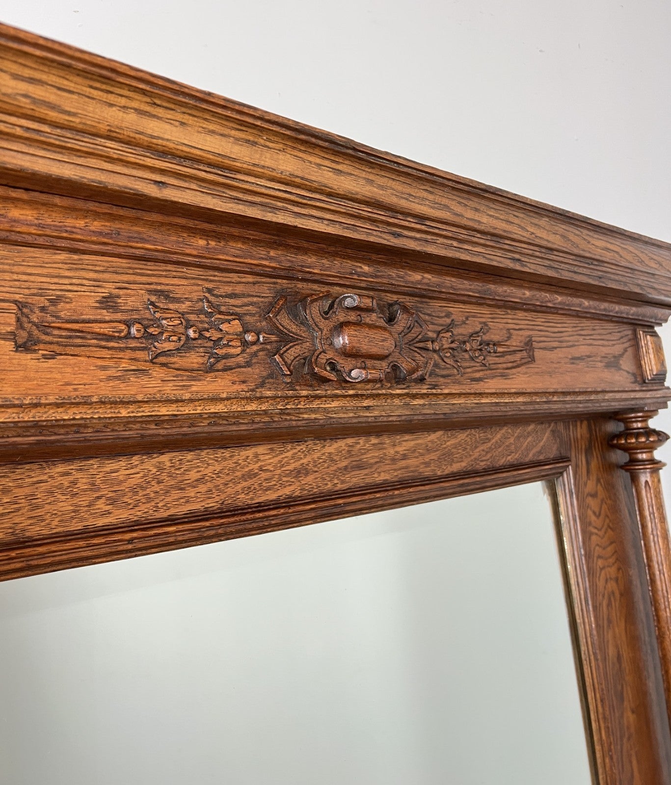 Antique French Style Carved Oak Wall Mirror Home Decor Wall Frame LOT 45514