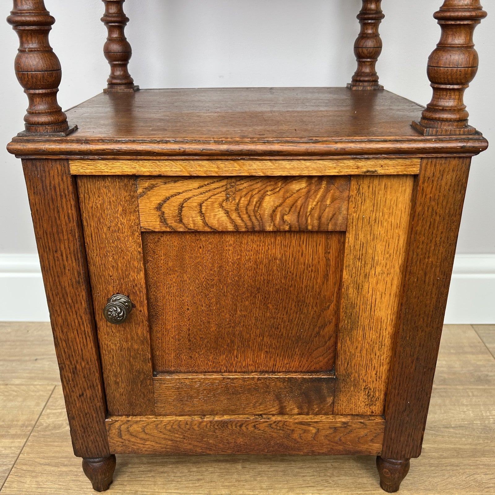 Bedside Table Antique French Style Marble Top Oak Cabinet Nightstand LOT 62435