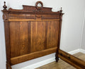 Bed Antique French Style Oak Double Bed Frame Carved Headboard LOT 609412