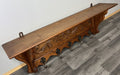 French Vintage Coat Rack Oak 5 Hooks Ornate Wall Shelf Carved Coat LOT 44458