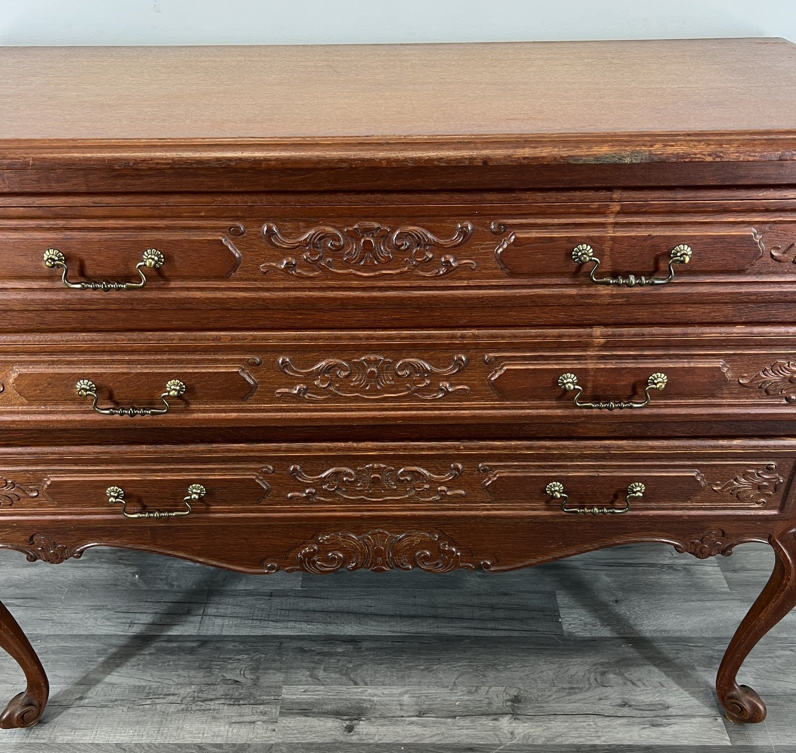 Chest of Drawers Vintage French Louis XVI Oak Carved 3 Drawer Cabinet LOT 43958