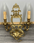 Pair of Wall Lights Vintage French Double Arm Ornate Rococo Sconces LOT 44103
