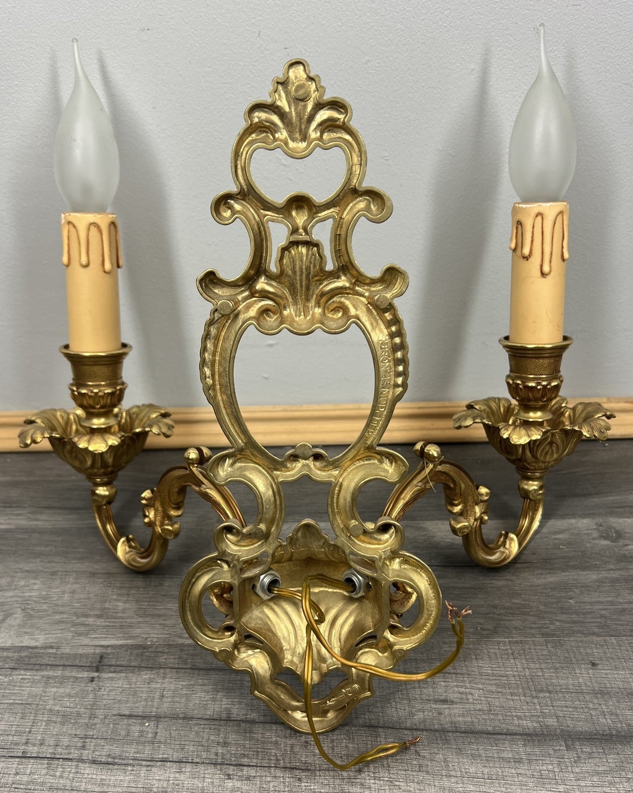 Pair of Wall Lights Vintage French Double Arm Ornate Rococo Sconces LOT 44103