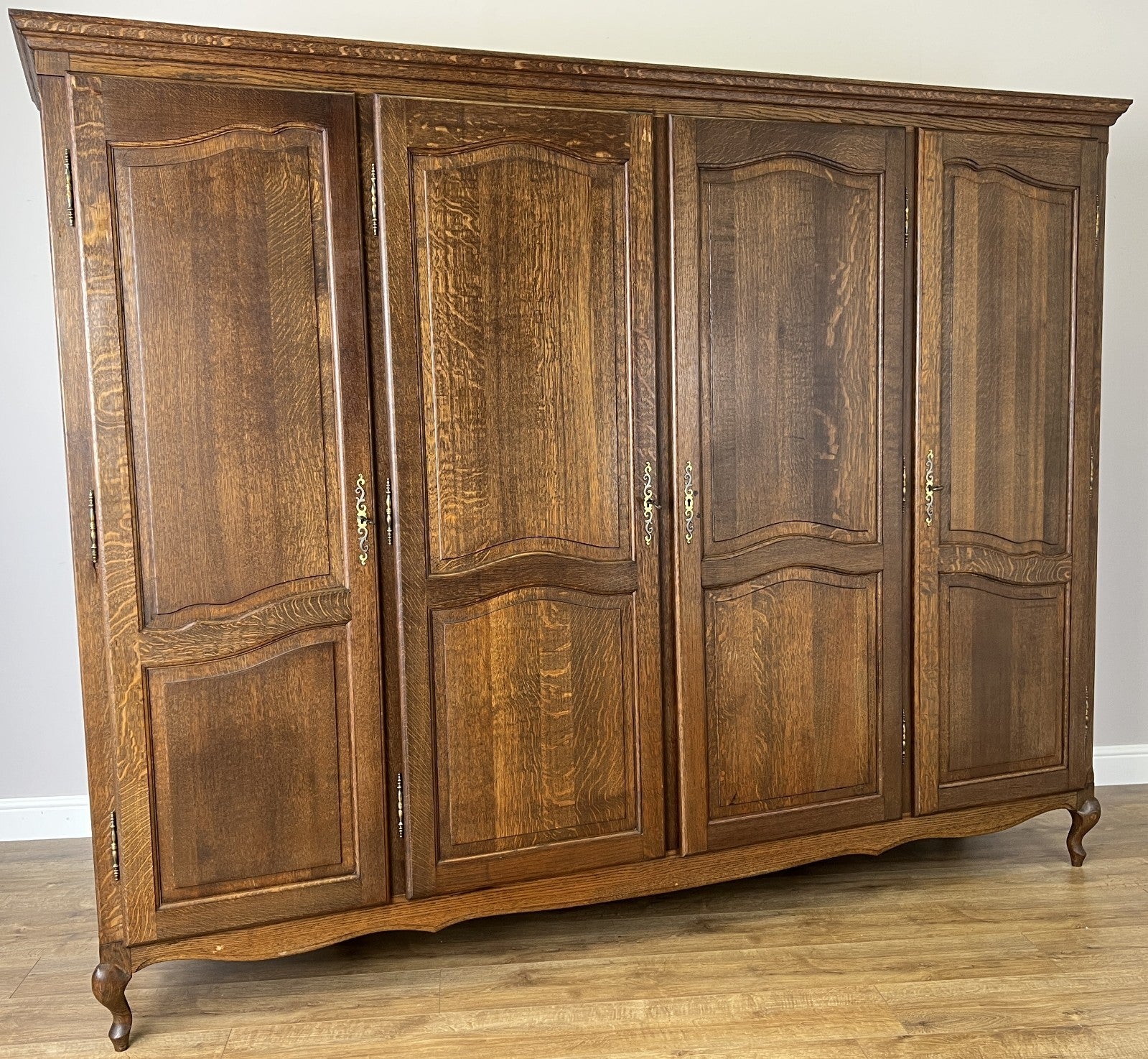 Wardrobe Vintage French Louis XVI Style Four Door Oak Carved Armoire LOT 60810