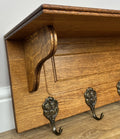 Coat Rack Vintage French Oak Wall Mounted 5 Hooks Carved Rack Hanger LOT 62037
