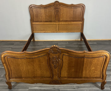 Bed Vintage French Louis XVI Double Bed Frame Oak Carved Headboard LOT 46250